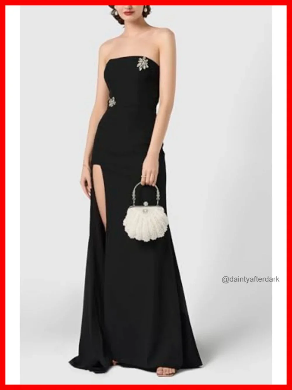 Pearl Clutch Evening Bag with Chain - Satin Bridal Handbag